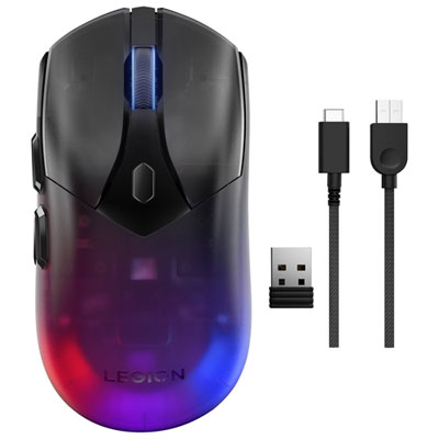 Lenovo Legion M410 16000 DPI Wireless RGB Optical Gaming Mouse - Transparent Black