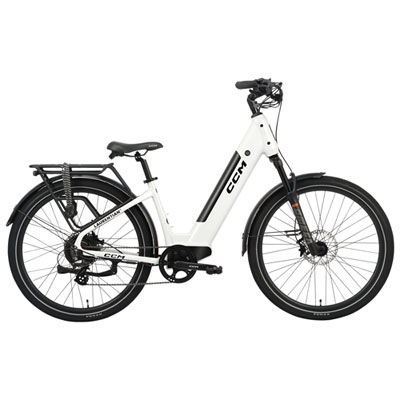 CCM Laurentian Electric City Bike (500W Motor / up to 105km Range / 32km/h Top Speed) - S/M - White