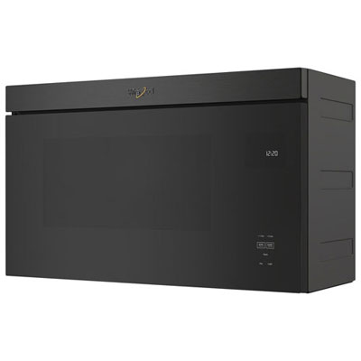 Boîte Ouverte - Micro-Ondes Encastrable À Hotte Intégrée Sans Plateau Tournant De Whirlpool - 1,1 Pi³- Acier Inoxydable Noir - Parfait État