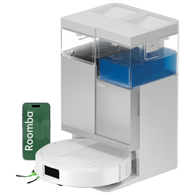 Robot Aspirateur Et Vadrouille Irobot Roomba Plus 415S Combo Multisurface Avec Autowash, Station À Vidage Automatique, Cartographie Intelligente, 202 Min - Blanc