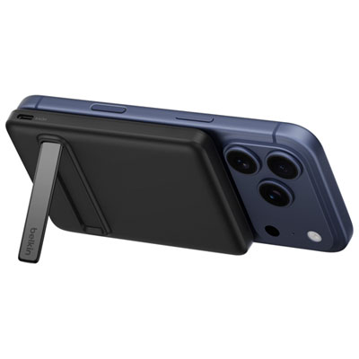 Chargeur Portable Magnétique Sans Fil Mince De 5000 Mah Boostcharge De Belkin Avec Magsafe, Recharge Qi De 15 W Et Support - Noir