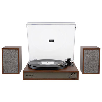 Victrola Harmony Belt Drive Turntable with Speakers - Walnut