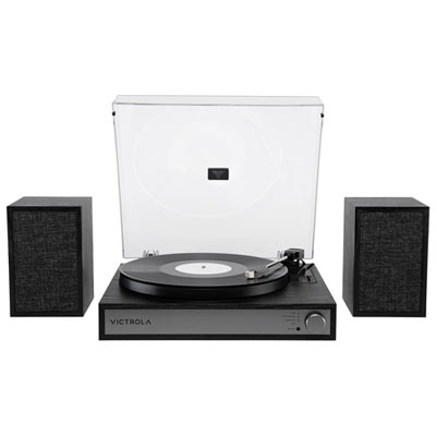 Victrola Harmony Belt Drive Turntable with Speakers - Black