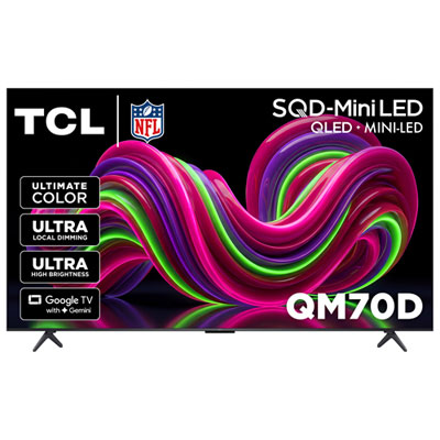 "TCL 55"" QM70D Series 4K UHD HDR 144 Hz SQD Mini-LED Google TV Smart TV (55QM70D) - 2026 - Great for Movies & Gaming"