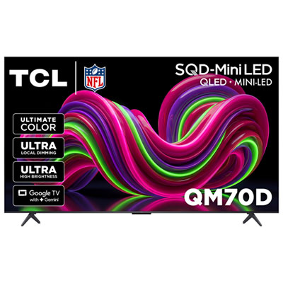 "TCL 75"" QM70D Series 4K UHD HDR 144 Hz SQD-Mini LED Google TV Smart TV (75QM70D) - 2026 - Great for Movies & Gaming"