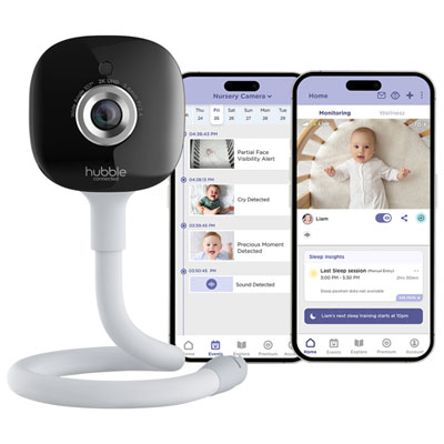 Hubble Connected GoBaby AI Cam Baby Monitor w/ Sleep Tracking, Night Vision & 2-Way Communication (HB585AIBU)