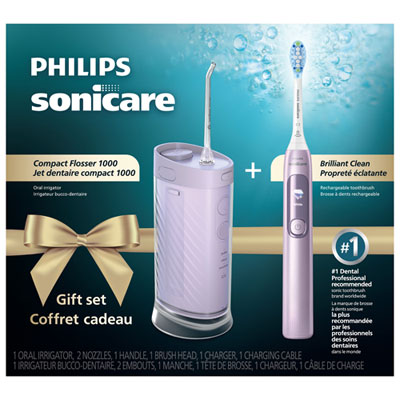 Philips Sonicare Brilliant Clean & Compact Power Flosser Gift Set - Purple