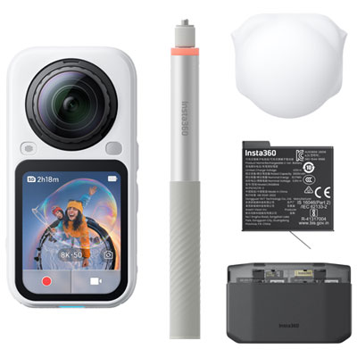 Insta360 X6 Waterproof 8K 360° Sports Camera Essential Bundle - Arctic White