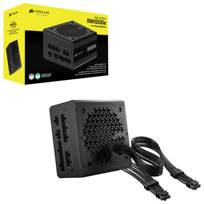 Corsair RM1000e 1000-Watts ATX Modular Power Supply with ThermalProtect 12V-2x6 Cable - Black