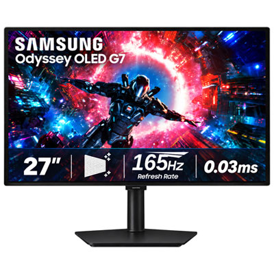 "Samsung Odyssey G7 27"" 4K UHD OLED Gaming Monitor (LS27HG702SNXZA) - G-Sync/FreeSync Premium Pro - 0.03ms GTG - 165Hz"