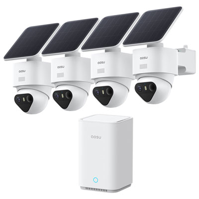 Aosu SolarCam T2 Ultra Wire-Free Outdoor 4K PTZ Security Camera - 4 Pack - White