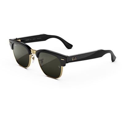 Ray-Ban | Clubmaster Glasses with AI, Audio - Shiny Black/Gold, Polar G15 Green - Standard