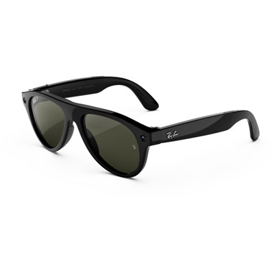 Ray-Ban | Meta Aviator (Gen 3) Glasses with AI, Photo, Video, Audio & Messaging - Shiny Black/Polar G15 Green - Standard
