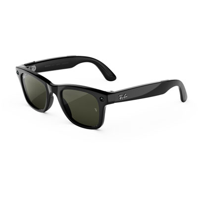 Ray-Ban | Meta Wayfarer (Gen 3) Glasses with AI, Photo, Video, Audio & Messaging - Shiny Black/Polar G15 Green - Large
