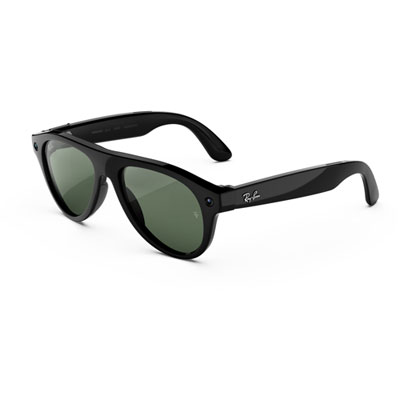 Ray-Ban | Meta Aviator (Gen 3) Glasses with AI, Photo, Video, Audio & Messaging - Shiny Black/ Transitions Graphite Green - Standard