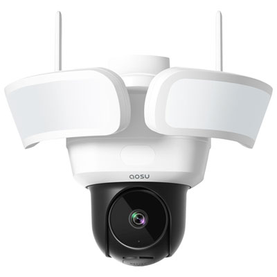 Aosu Wired Outdoor Smart Floodlight Security Camera with 360° Pan & Tilt and Colour Night Vision