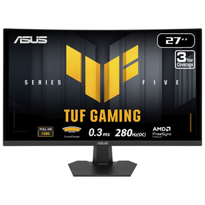"ASUS TUF 27"" FHD 280Hz 1ms GTG Curved VA LED FreeSync Gaming Monitor (VG27VQM5F) - Black"