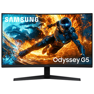 "Samsung Odyssey G5 32"" WQHD 180Hz 1ms GTG Curved LED FreeSync Gaming Monitor (LS32HG550ENXZA) - Black"
