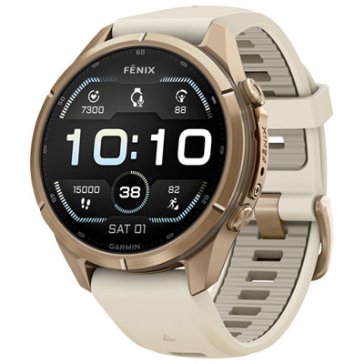 Garmin fēnix 9 Pro 43mm Sapphire AMOLED GPS Multisport Smartwatch - Autumn Gold Titanium / Cream / French Grey
