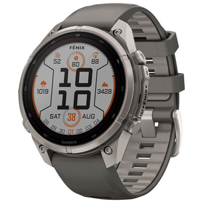 Garmin fēnix 9 Pro Solar 47mm MIP GPS Multisport Smartwatch - Titanium / Pebble Grey / Silver Grey