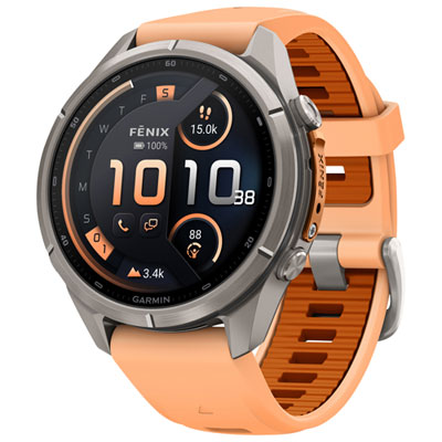 Garmin fēnix 9 Pro inReach 43mm Sapphire AMOLED GPS Multisport Smartwatch - Titanium / Shell Pink / Autumn Orange
