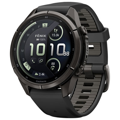 Garmin fēnix 9 Pro inReach 43mm Sapphire AMOLED GPS Multisport Smartwatch - Carbon Grey Titanium / Black / Pebble Grey