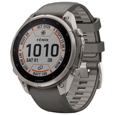 Garmin fēnix 9 Pro inReach Solar 47mm MIP GPS Multisport Smartwatch - Titanium / Pebble Grey / Silver Grey