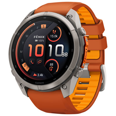 Garmin fēnix 9 Pro inReach 51mm Sapphire AMOLED GPS Multisport Smartwatch - Titanium / Autumn Orange / Spark Orange