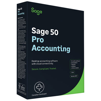 Sage 50 Pro Accounting 2027 (PC) - 1 User - 1 Year Subscription - Bilingual