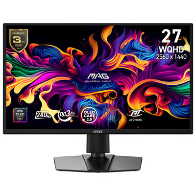 "MSI MAG 27"" WQHD QD-OLED Gaming Monitor (MAG272QPBCQDOLEDX24) - 240Hz, 0.03ms GTG, G-Sync Compatible/FreeSync Premium"