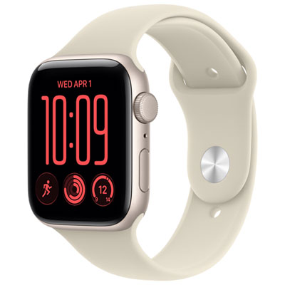 Apple Watch SE 3 (GPS) 44mm Starlight Aluminum Case with Sand Sport Band - Medium/Large