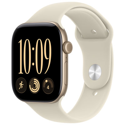 Apple Watch Series 12 (GPS) 46mm Light Gold Aluminum Case with Sand Sport Band - Small/Medium