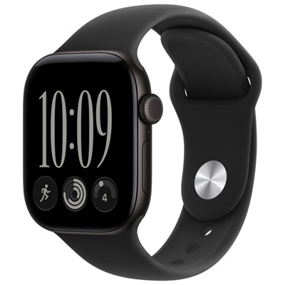 Apple Watch Series 12 (GPS + Cellular) 42mm Black Aluminum Case with Black Sport Band - Small/Medium
