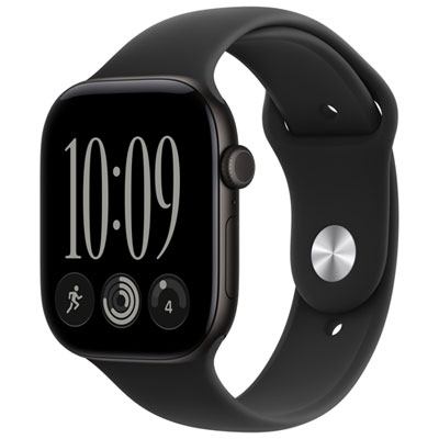 Apple Watch Series 12 (GPS + Cellular) 46mm Black Aluminum Case with Black Sport Band - Medium/Large