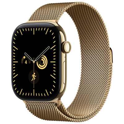 Apple Watch Series 12 (GPS + Cellular) 46mm Radiant Gold Titanium Case with Radiant Gold Milanese Loop - Medium/Large