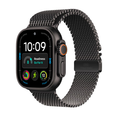 Apple Watch Ultra 4 (GPS + Cellular) 49mm Black Titanium Case with Black Milanese Loop - Small