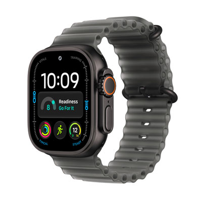 Apple Watch Ultra 4 (GPS + Cellular) 49mm Black Titanium Case with Translucent Black Ocean Band