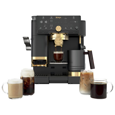 Ninja Luxe Café Pro by David Beckham Semi-Automatic Espresso Machine & Coffee Machine Bean-to-Cup - Limited Edition - Black/Gold Great Machine