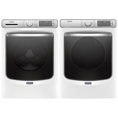 Maytag 5.8 Cu. Ft. HE Front Load Steam Washer & 7.4 Cu. Ft. Electric Steam Dryer - White Just Great