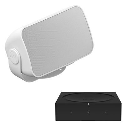 Image of Sonos Architectural by Sonance Outdoor Speaker (Pair) & Sonos Amp 125W Amplifier - White