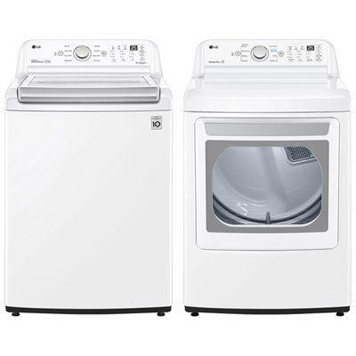 LG 5.8 Cu. Ft. HE Top Load Washer & 7.4 Cu. Ft. Electric Dryer - White