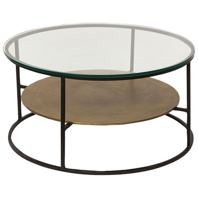 Image of Callie Modern Round Coffee Table - Brass