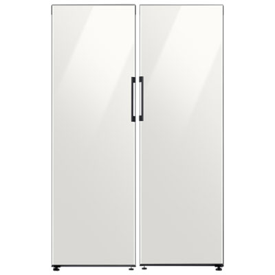 Samsung BESPOKE 24" 14 Cu. Ft. Refrigerator & 11.4 Cu. Ft. Frost-Free Upright Freezer - White Glass