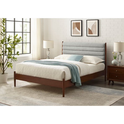 Image of Camille Transitional Platform Bed - Queen - Light Grey