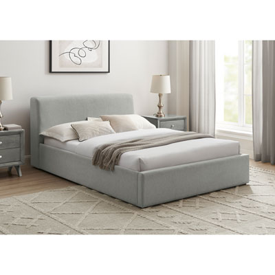 Image of Deville Modern Platform Bed - Double - Light Grey