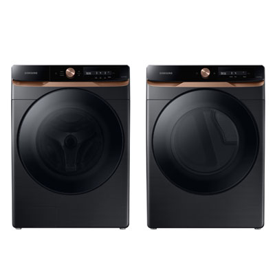 Image of Samsung Electric Steam Dryer & Front Load Steam Washer - Black Stainless Steel
