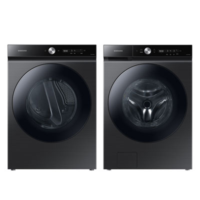Image of Samsung Bespoke Front Load Steam Washer & Electric Steam Dryer - Black Stainless Steel
