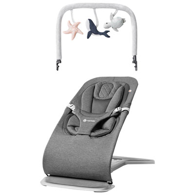 Image of Ergobaby Evolve 3-in-1 Bouncer & Toy Bar - Charcoal Grey/Light Grey