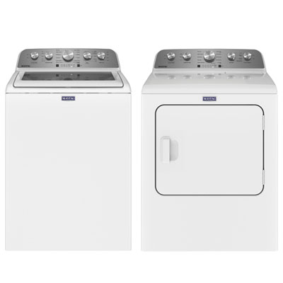 Maytag 5.5 Cu. Ft. High Efficiency Top Load Washer & 7.0 Cu. Ft. Electric Steam Dryer - White I love this washer 
              It cleans the clothes great 
              I love I can see inside while it’s washing 
              Best one