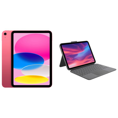 Apple iPad 10.9" 64GB Wi-Fi 6 (10th Generation) with Combo Touch Keyboard Case - Pink/Oxford Grey